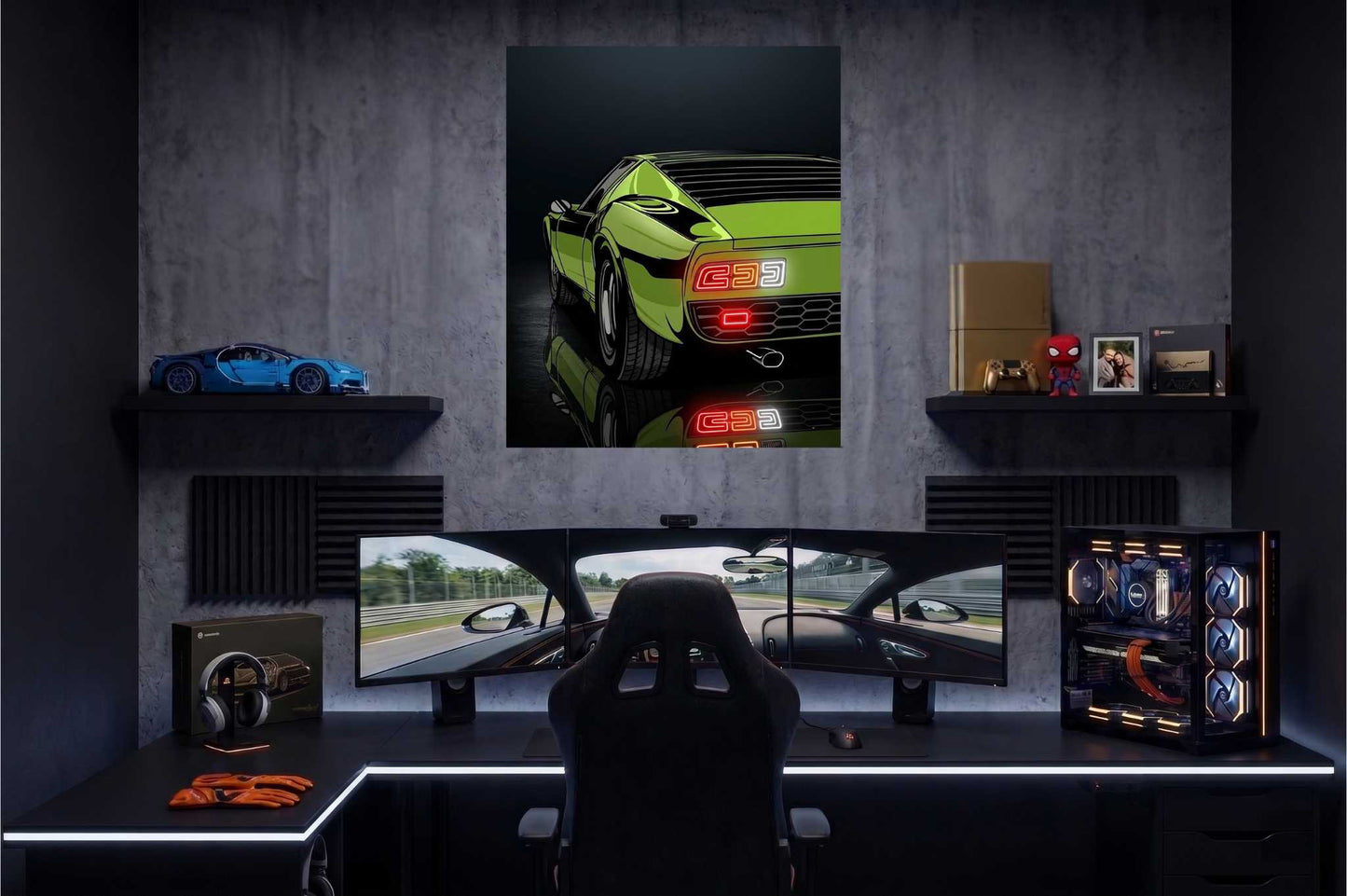 Green Race Car UV Printed Neon Sign | Speed Car Wall Art