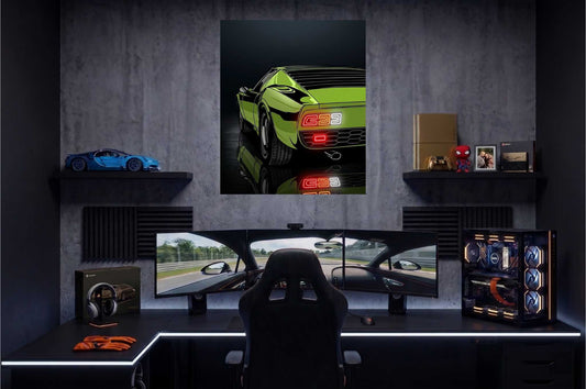 Green Race Car UV Printed Neon Sign | Speed Car Wall Art