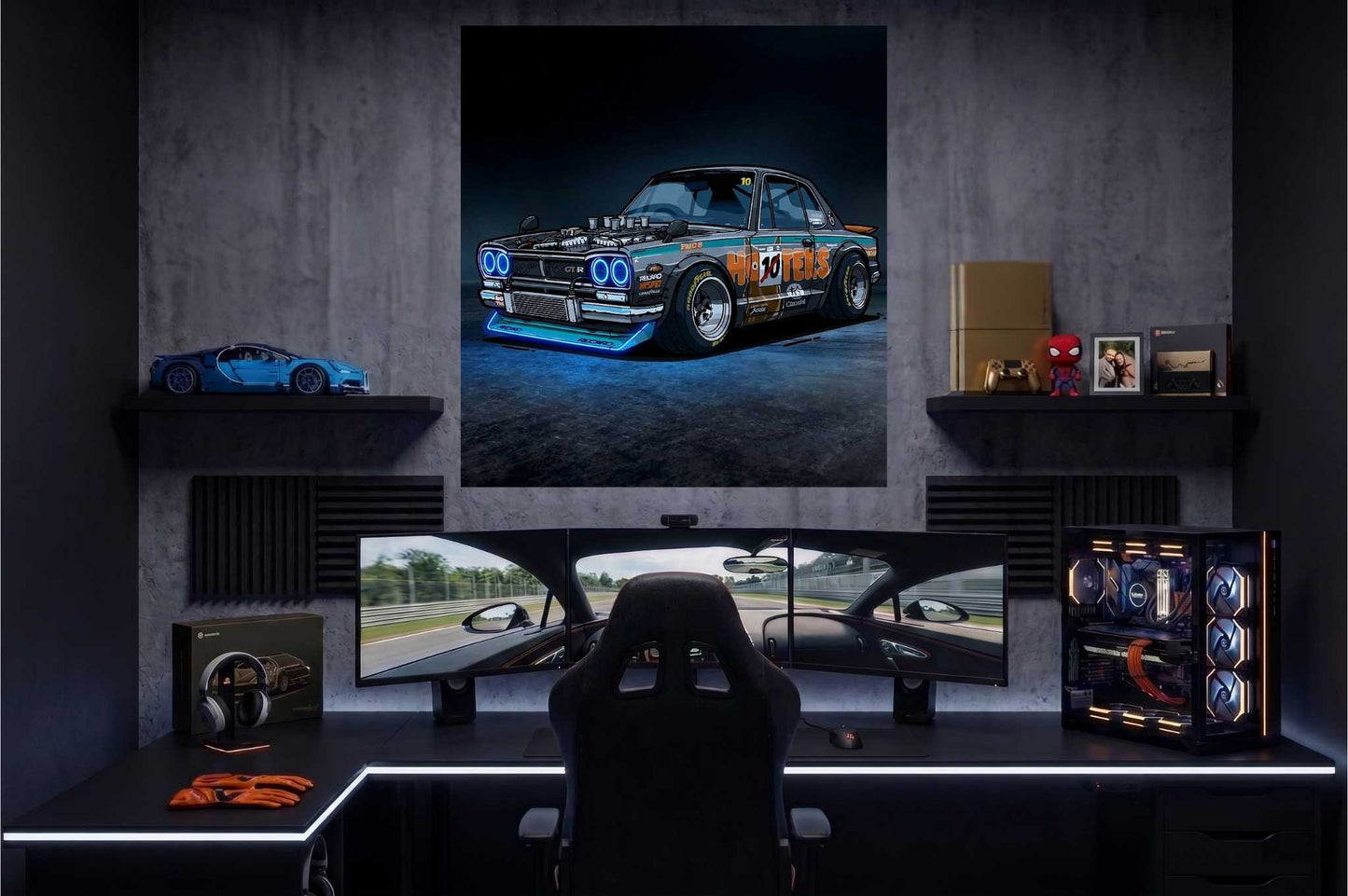 Ghost Car UV Printed Neon Sign | Dark Car Wall Art