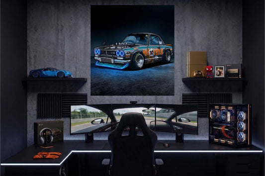 Ghost Car UV Printed Neon Sign | Dark Car Wall Art