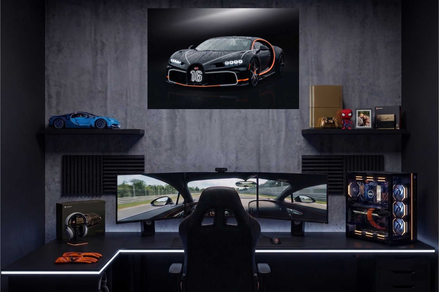Buy Black Bugatti Chiron Neon With Orange Accents