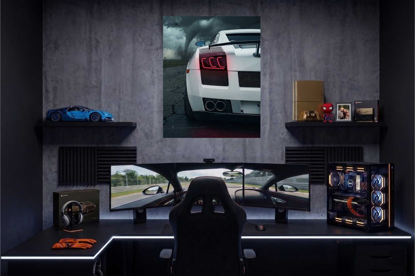 White Lamborghini UV Printed Neon Sign | Luxury Car Wall Art