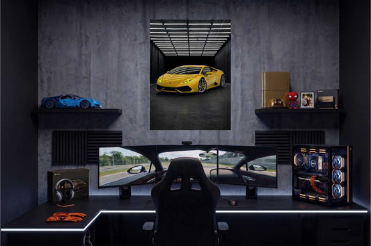 Yellow Lamborghini UV Neon Sign | Exotic Car Wall Art