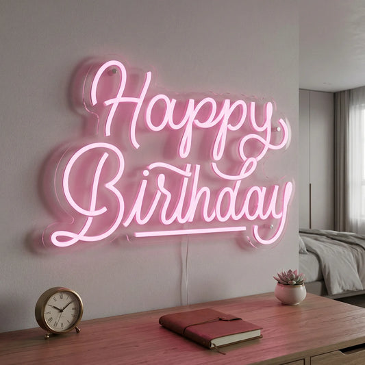 Happy birthday neon sign