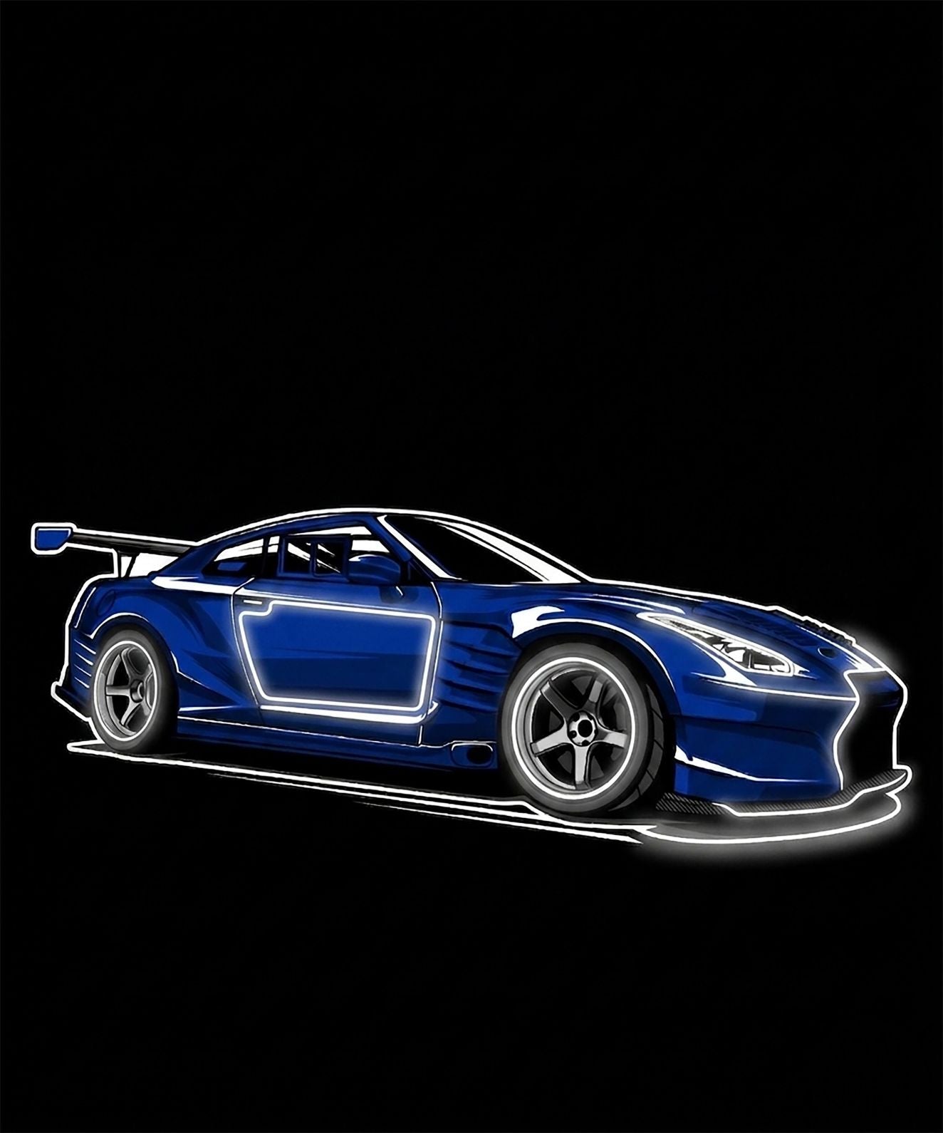 Blue Race Car UV Printed Neon Sign | Circuit Car Wall Art