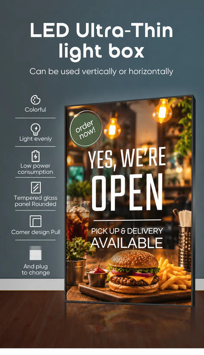 Ultra-Slim LED Light Box Sign for Business Advertising Use